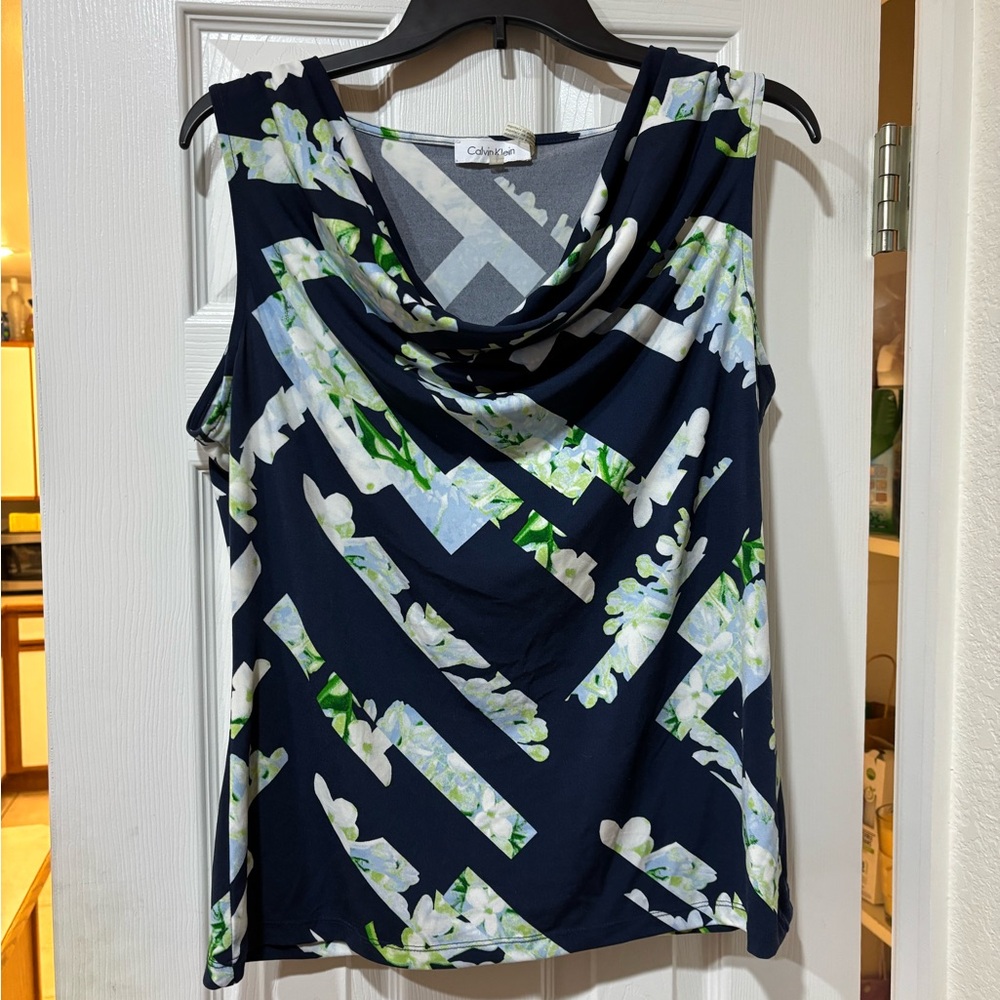 Calvin Klein Cowl Neck Floral Top